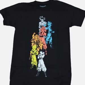 Dragon Ball Z Adult New T-Shirt - Goku's Many Versions in Neon